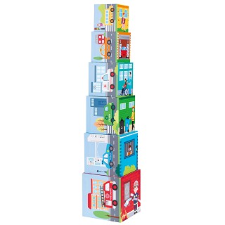 Lelin Toys - Stacking Cube with 6 Vehicles